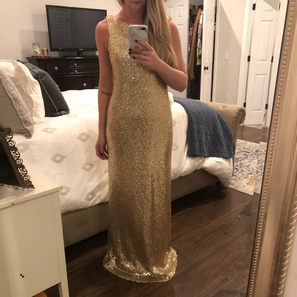 Gold sequin bridesmaid dress